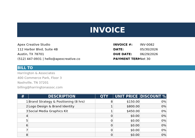 Professional Invoice Template preview