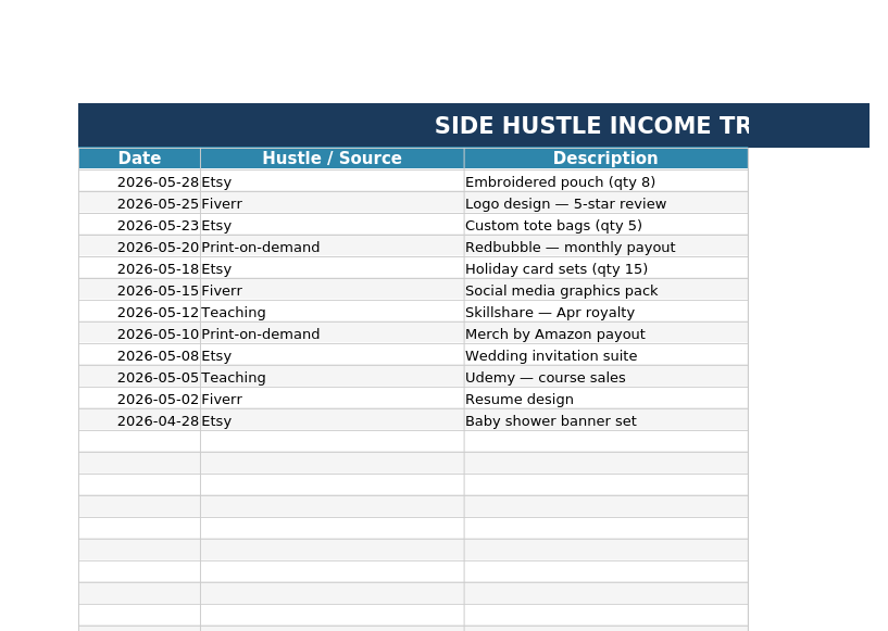 Side Hustle Income Tracker preview